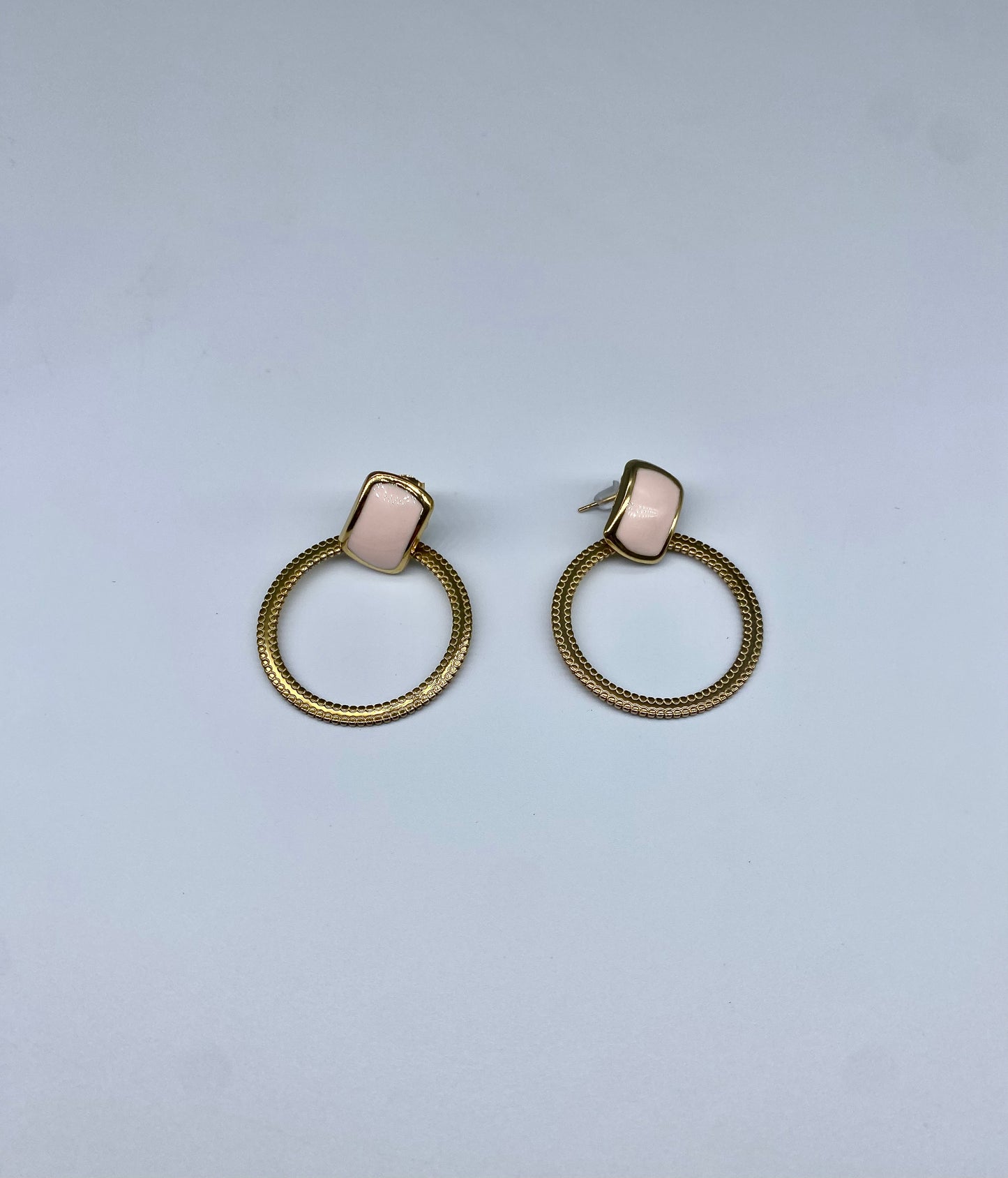 Gouden Oorbellen met roze Steen | Stainless steel Day & Eve