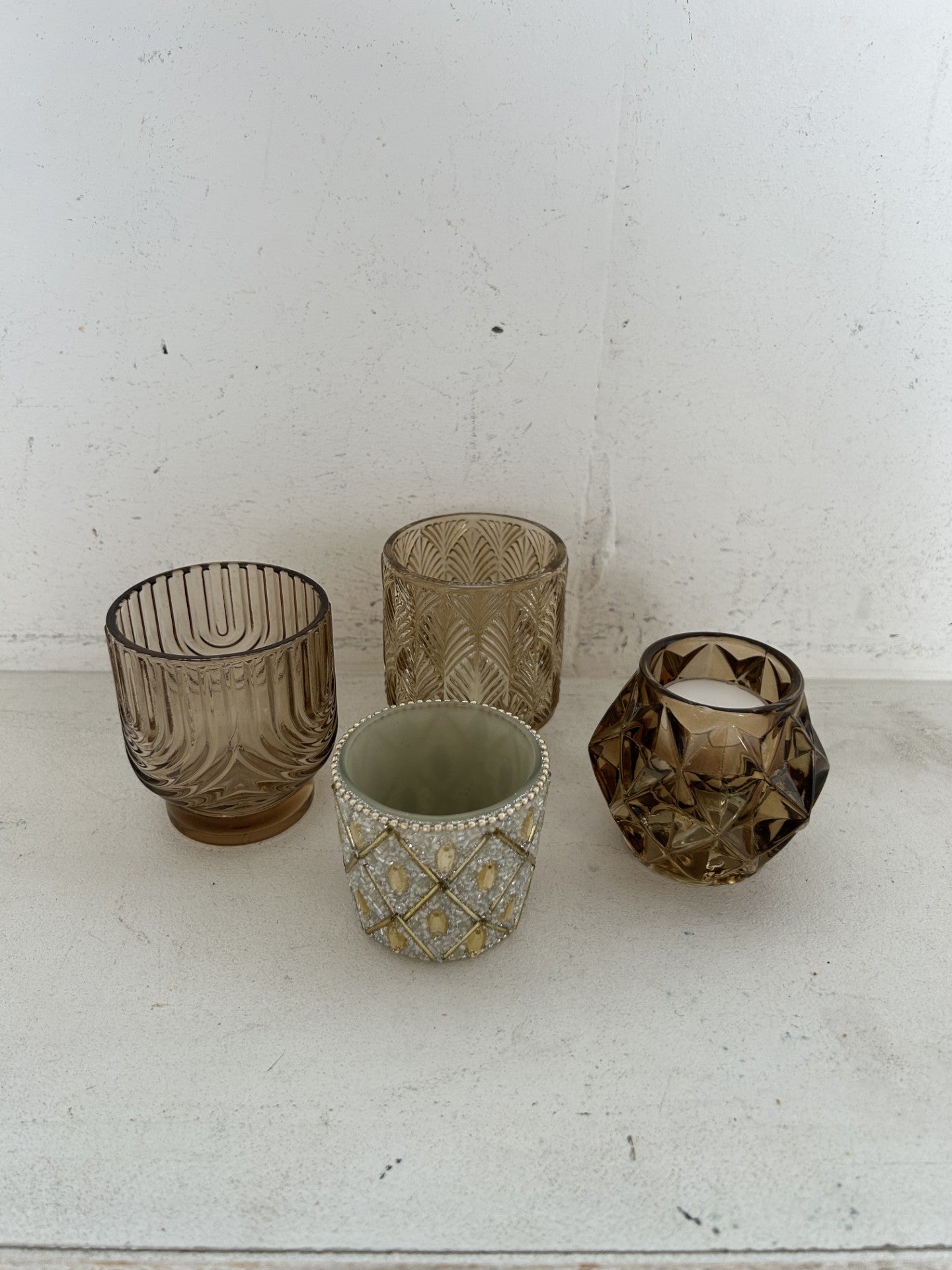 Goud glitter waxinelichtje