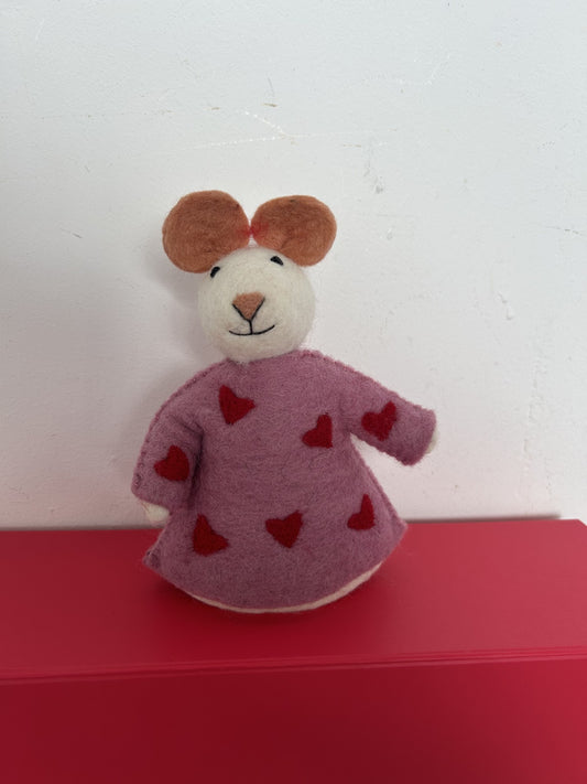 Hartjes muis licht roze sjaal met verhaal
