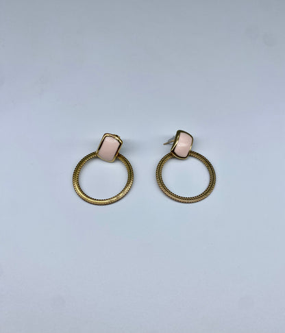 Gouden Oorbellen met roze Steen | Stainless steel Day & Eve