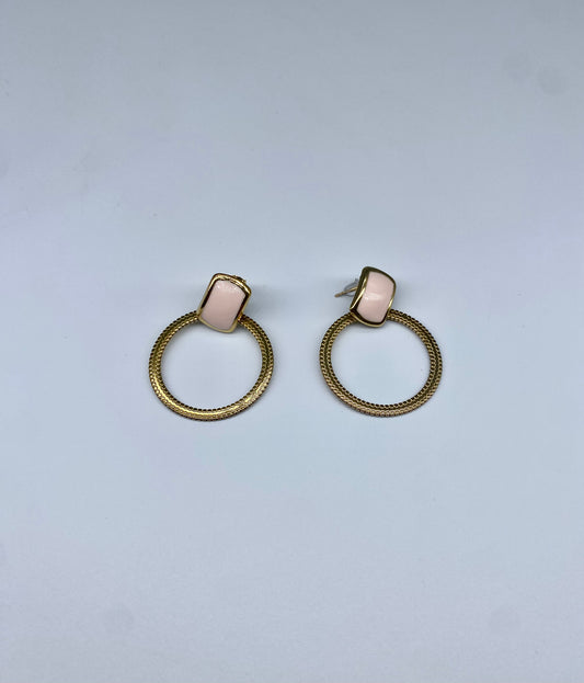 Gouden Oorbellen met roze Steen | Stainless steel Day & Eve